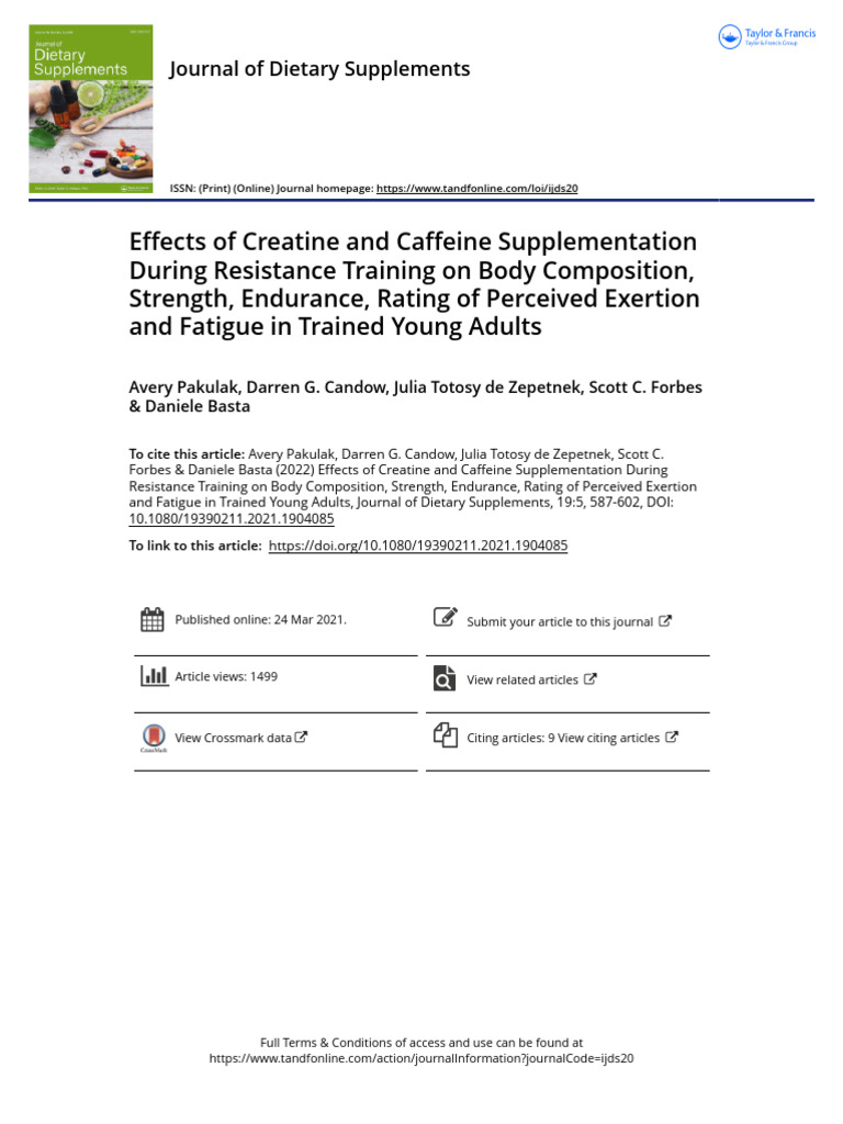 Creatine and Caffeine Effects on Training | PDF | Strength Training ...