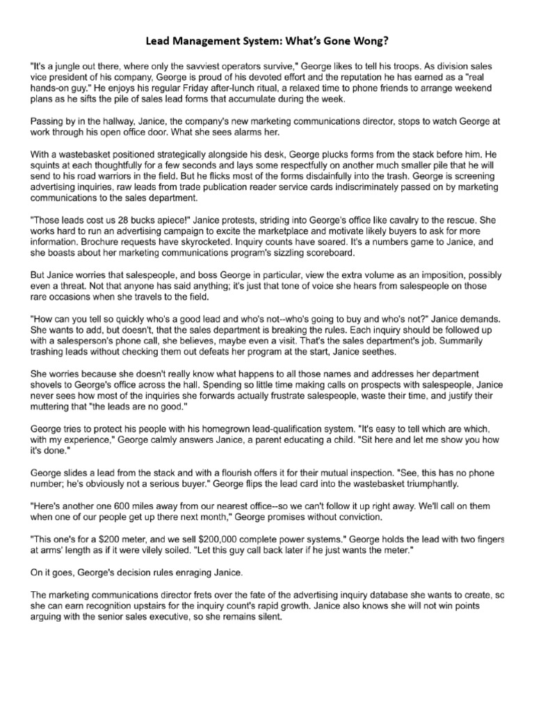 Leadmgmtsystemcase | PDF