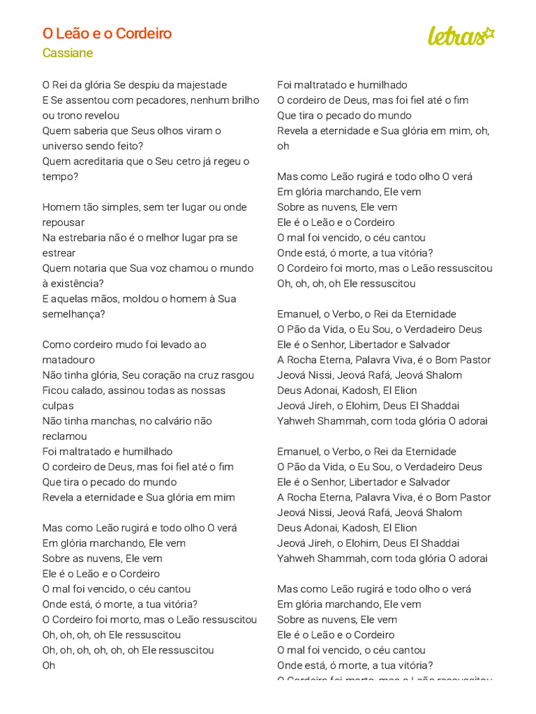 O Leão e o Cordeiro: Ressurreição e Glória | PDF | Deus | Pecado