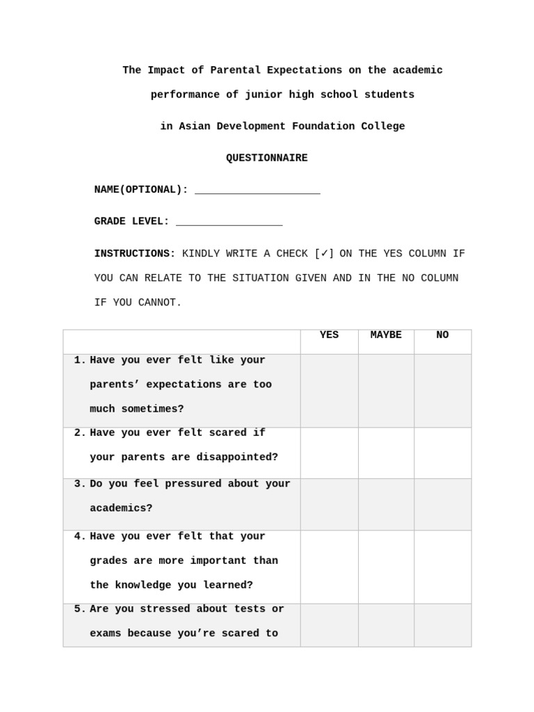The Impact of Parental Expectations On The Academic Performance of ...