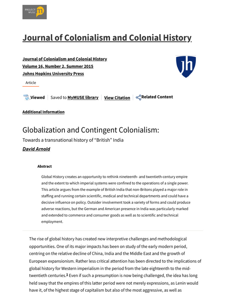 Globalization and Colonialism in India | PDF | British Empire | Imperialism