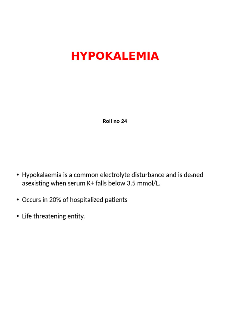 Understanding Hypokalemia Causes and Effects | PDF | Medical Specialties