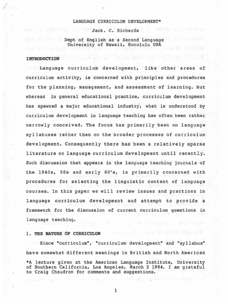 Language Curriculum Development Pdf