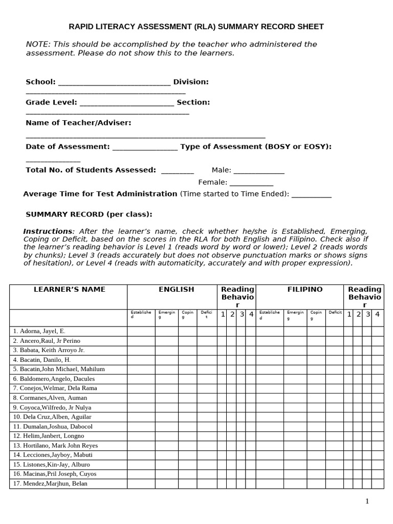 RLA Summary Record Sheet Template | PDF | Chess Theory | Chess