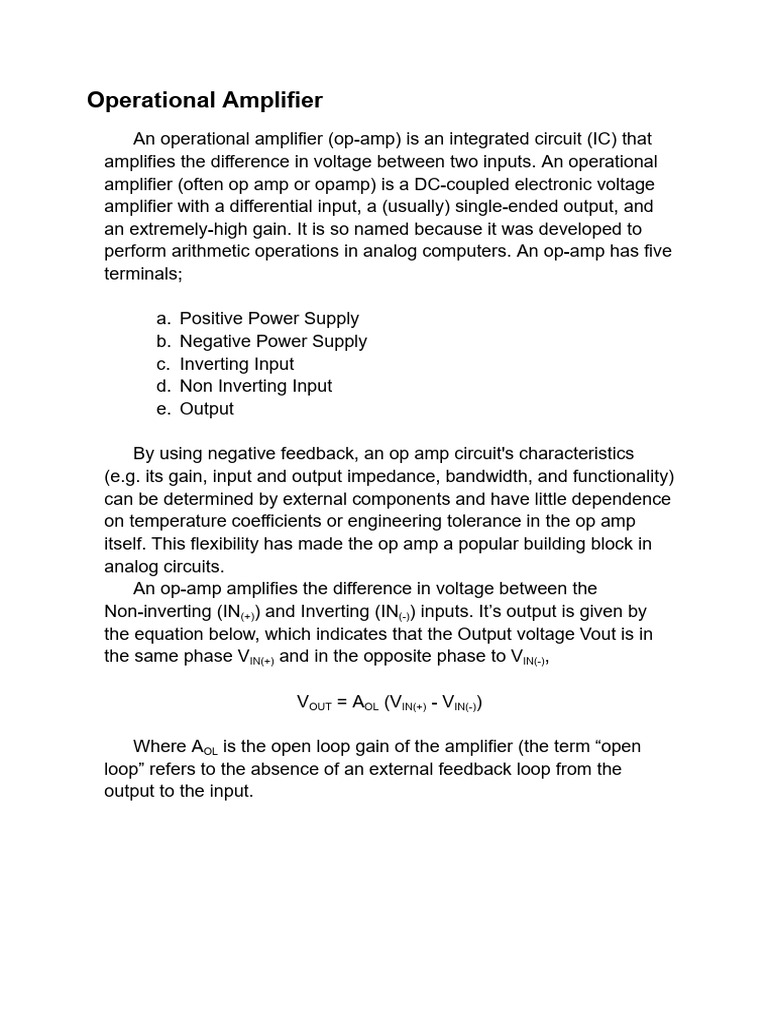 Operational Amplifier Overview and Types | PDF | Operational Amplifier ...