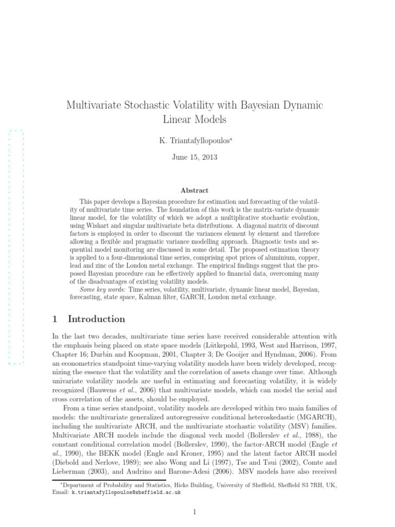 Bayesian Multivariate Volatility Modeling | PDF | Time Series | Applied ...