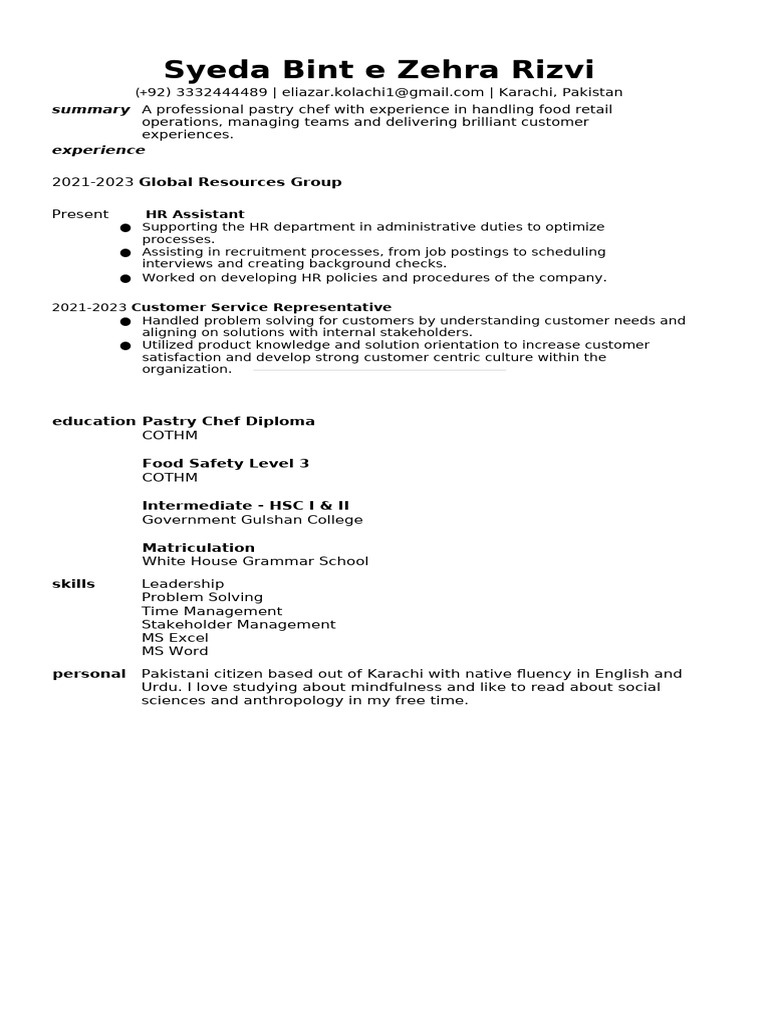 Syeda Bint e Zehra Resume Draft - 1