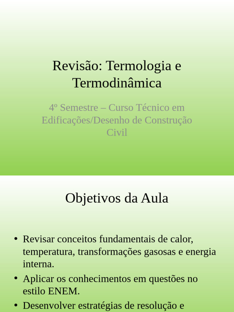 Revisão de Termodinâmica e Calor | PDF | Calor | Temperatura