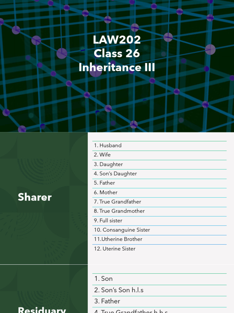 LAW202 Class 26 Inheritance III | PDF | Kinship And Descent