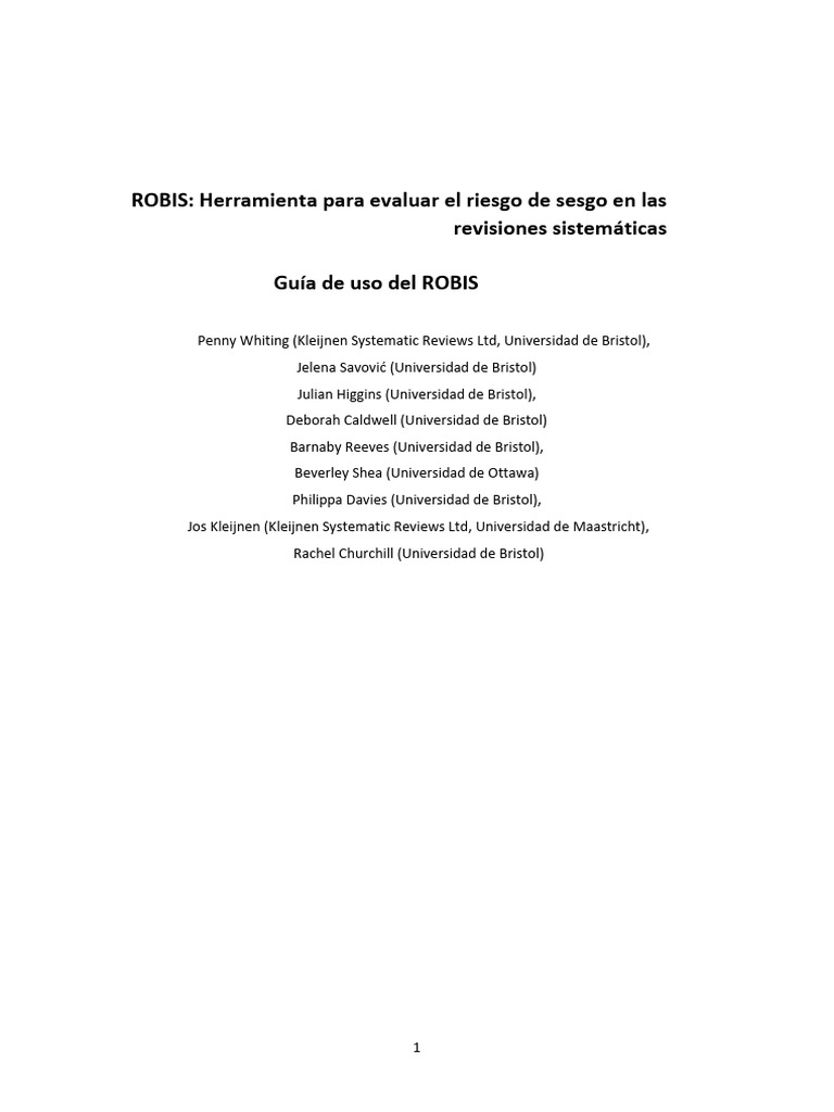 Guía de uso de la herramienta ROBIS | PDF | Parcialidad | Cáncer ...