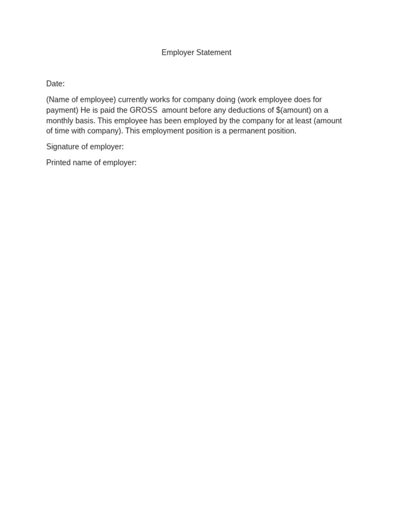 Employer Statement Template | PDF