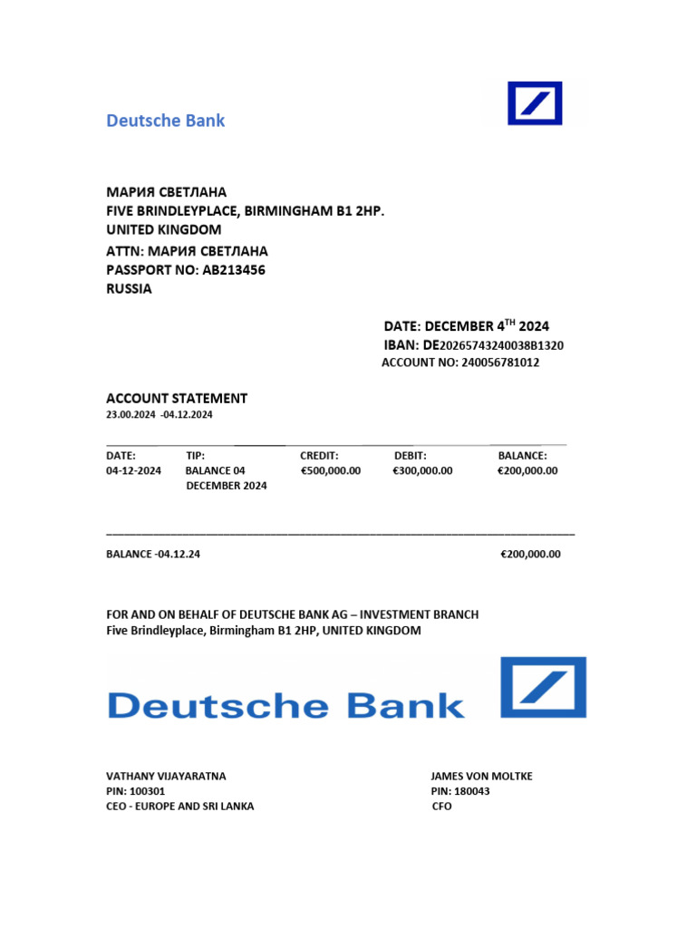 Deutsche Bank Account Statement | PDF