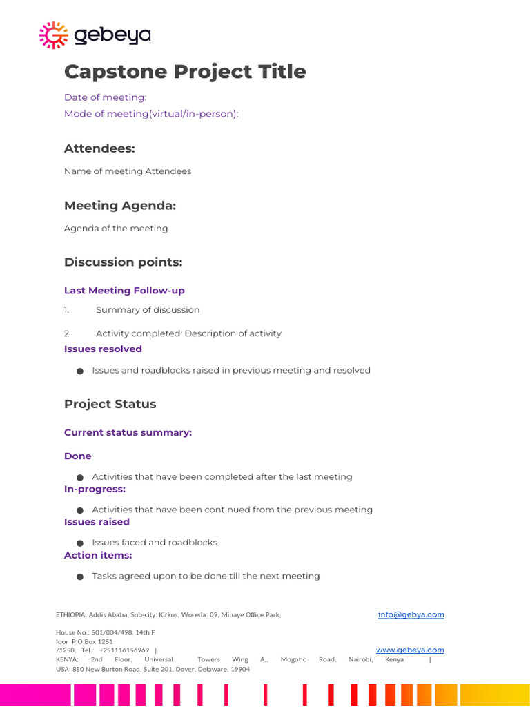 Capstone Project Meeting Summary | PDF