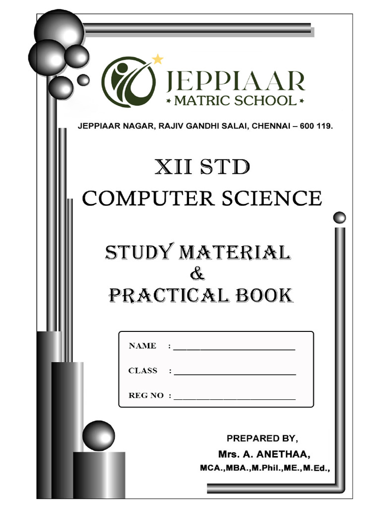 Computer Science Study Material XII | PDF | Parameter (Computer ...