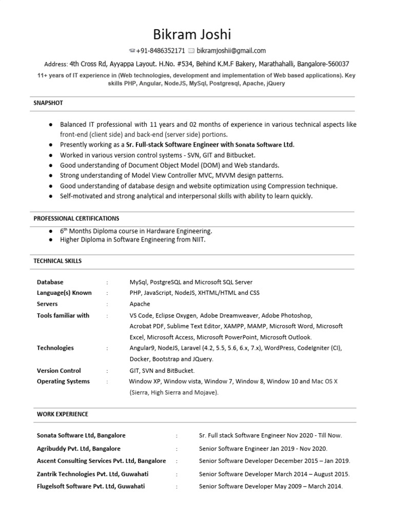Full-Stack Software Engineer Profile | PDF | Word Press | Php