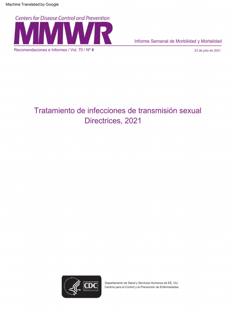 CDC Sexually Transmitted Infections Treatment Guidelines, MMWR July ...