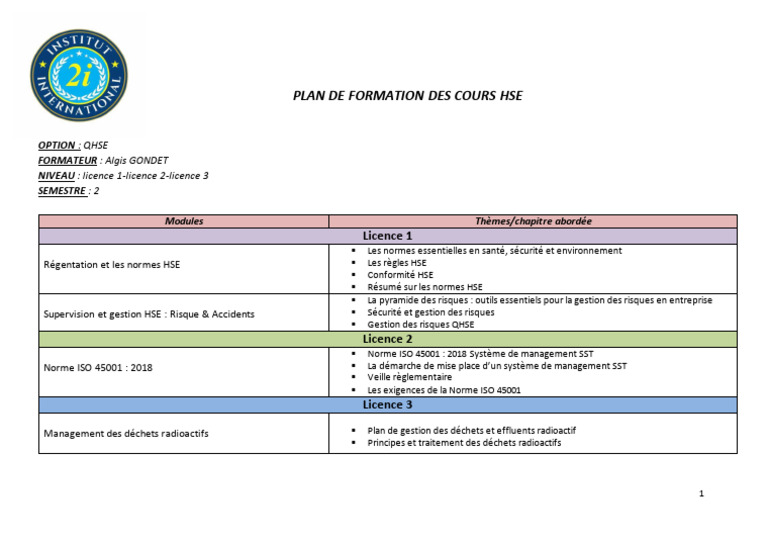Formation HSE : Normes et Gestion des Risques | PDF