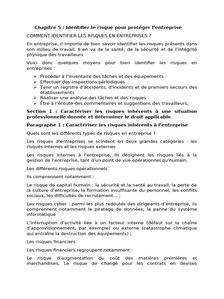Identifier les risques en entreprise | PDF | Risque | Gestion des risques