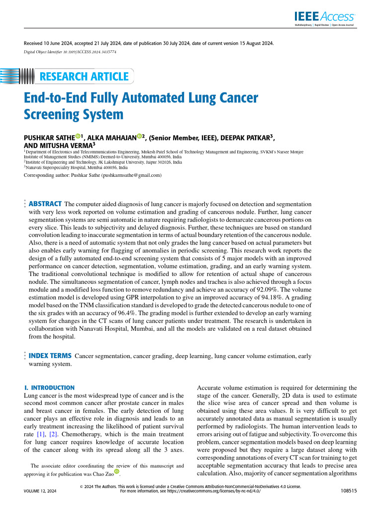 Automated Lung Cancer Screening System | PDF | Image Segmentation ...