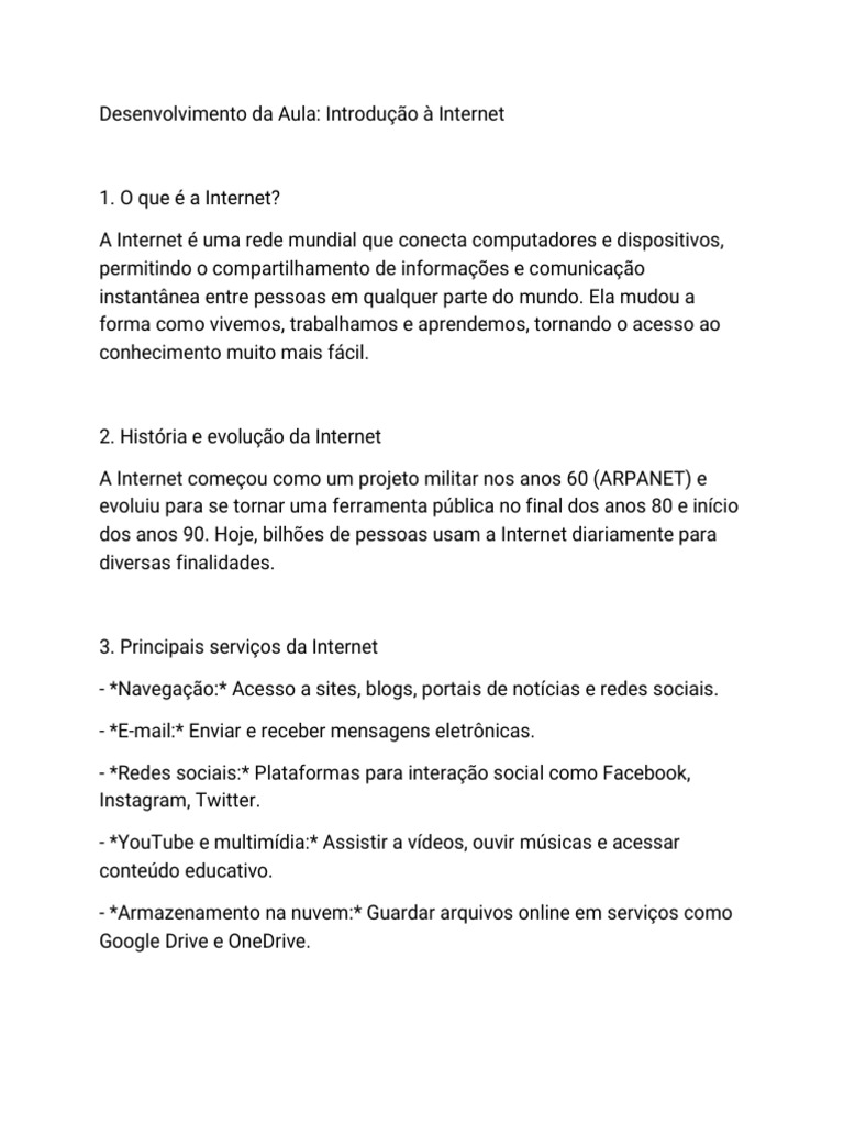 Introdução ao Desenvolvimento da Internet | PDF | Internet | Rede de ...