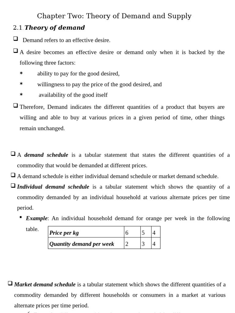 Chapter Two - Theory of Demand and Supply | PDF | Demand | Supply ...