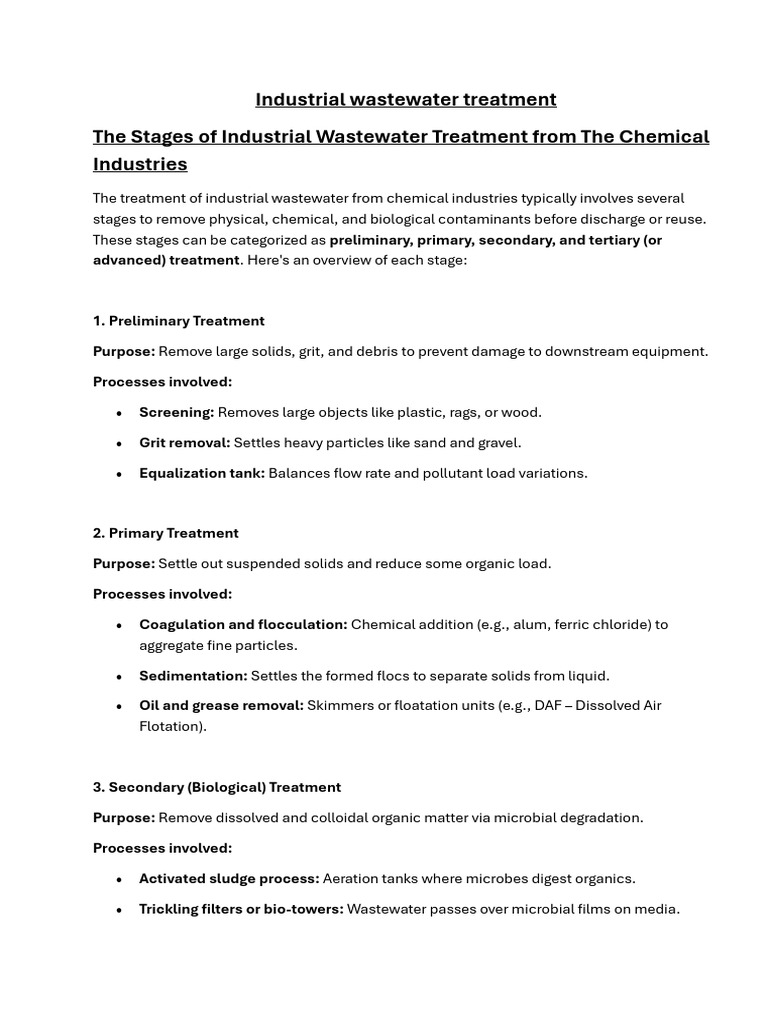 Industrial Wastewater Treatment Stages | PDF | Sewage Treatment | Water ...