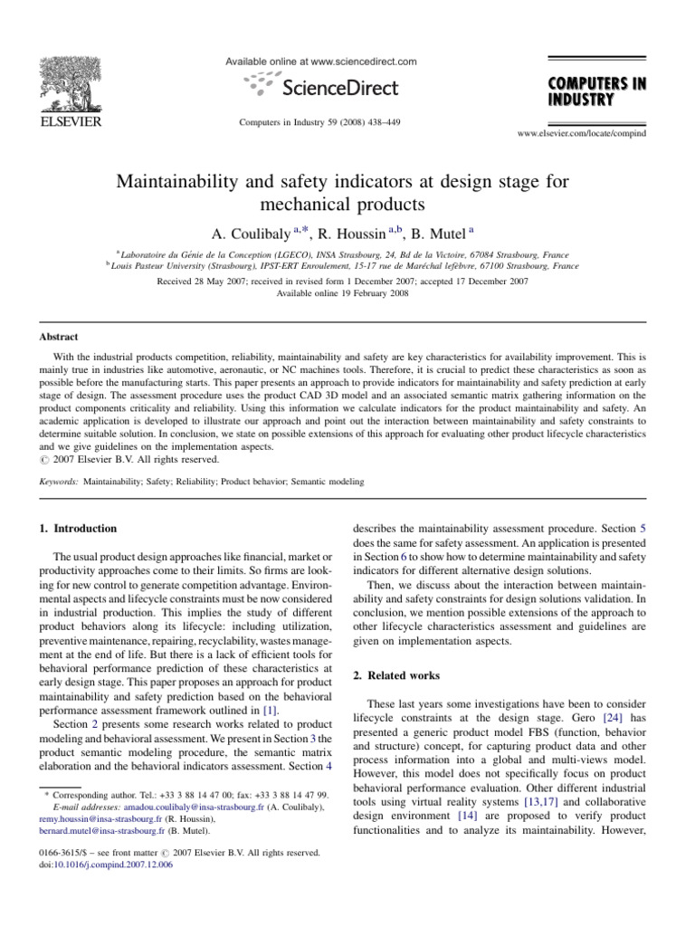 Designing for Maintainability and Safety | PDF | Reliability ...