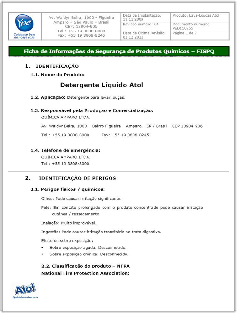 Fispq - Atol Detergente | PDF