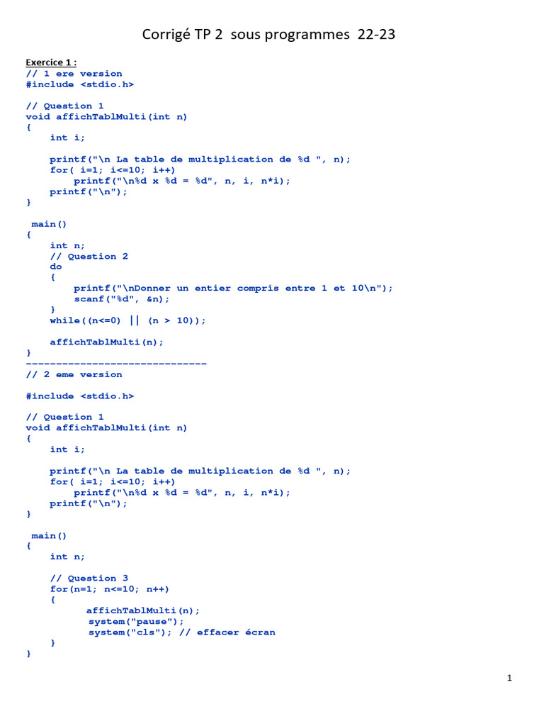 Corrigé TP C en programmation 22-23 | PDF | Programmation informatique ...