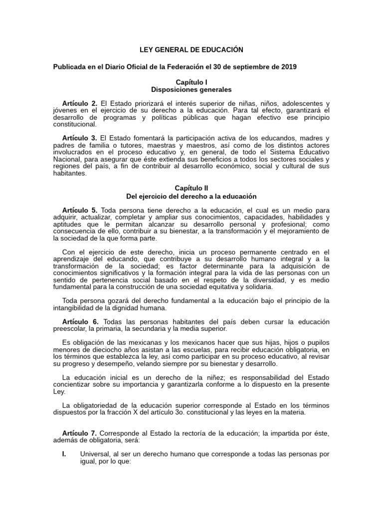 1.2 Ley de Educaciòn | PDF | Educación de la primera infancia | Aprendizaje