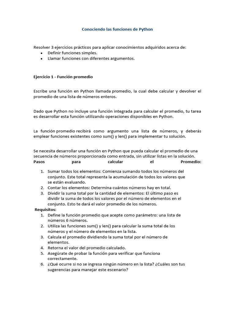 Funciones de Python: Promedio y Análisis | PDF | Python (lenguaje de ...