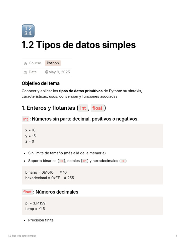 Tipos de Datos Primitivos en Python | PDF | Tipo de datos | Cadena ...