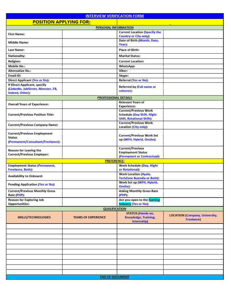 INTERVIEW VERIFICATION FORM - Local | PDF | Labor | Employment