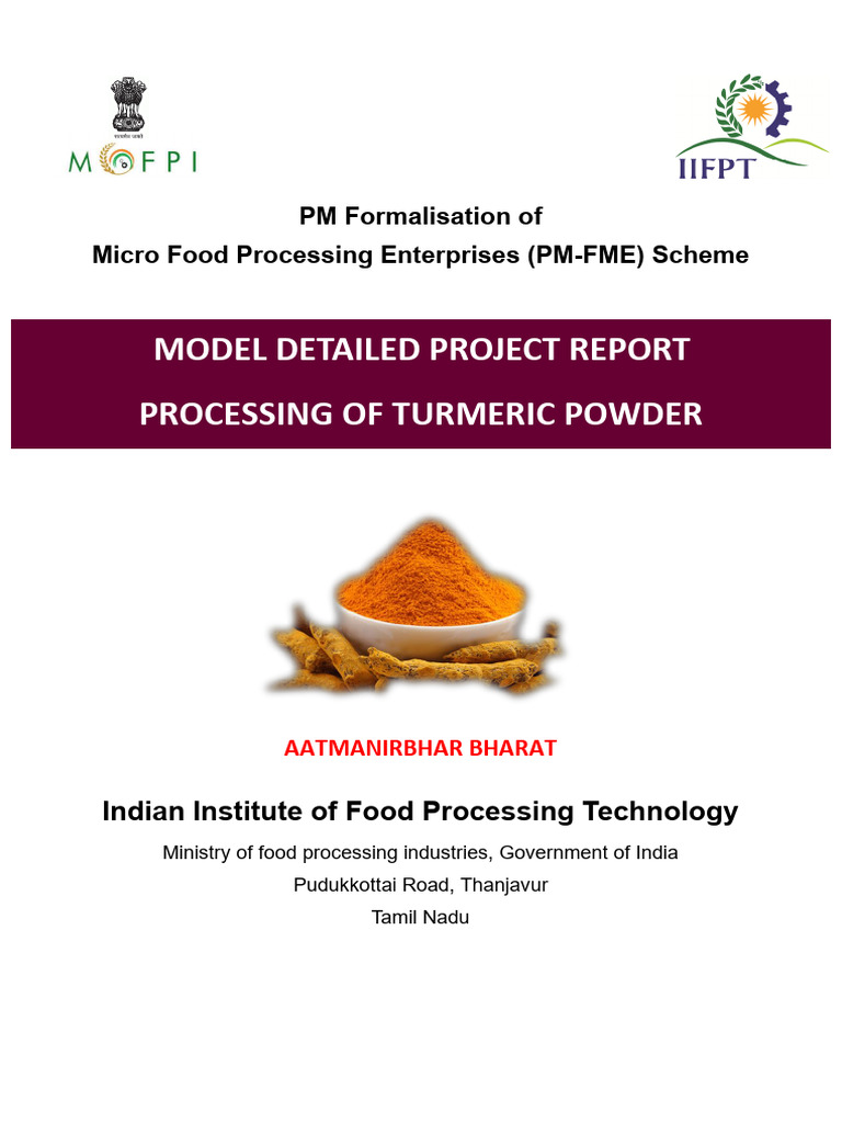 Turmeric Powder Processing Project Report | PDF | Turmeric | Manure