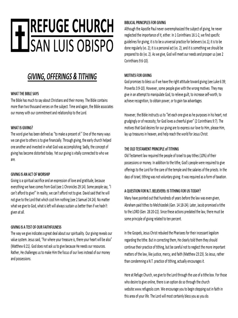 Biblical Principles of Giving and Tithing | PDF | Tithe | Bible