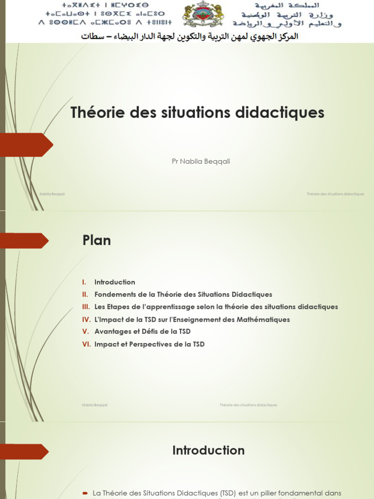 Impact de la TSD sur l'enseignement mathématique | PDF | Pédagogie ...