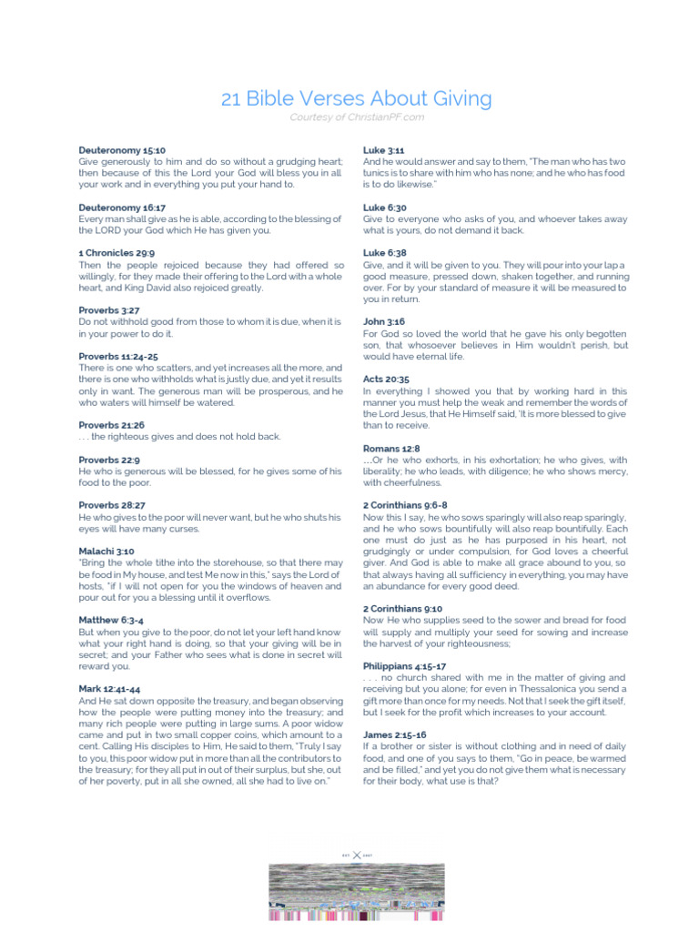 21 Inspiring Bible Verses on Giving | PDF | Religious Belief And Doctrine
