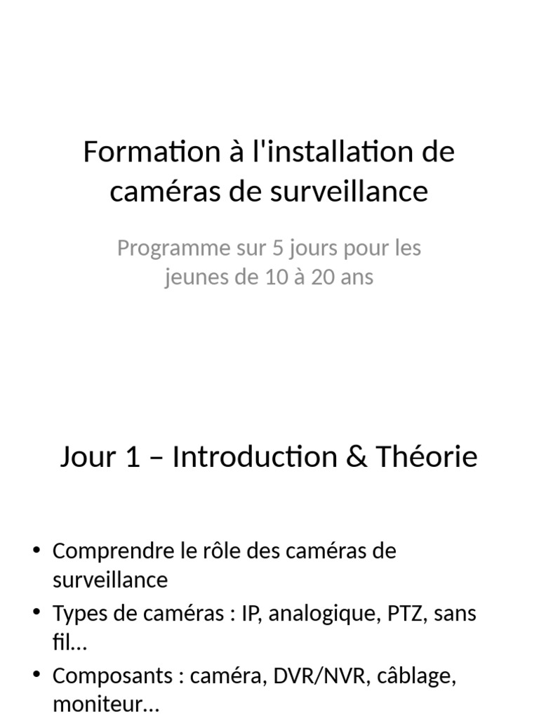 Formation installation caméras de surveillance PDF — free download
