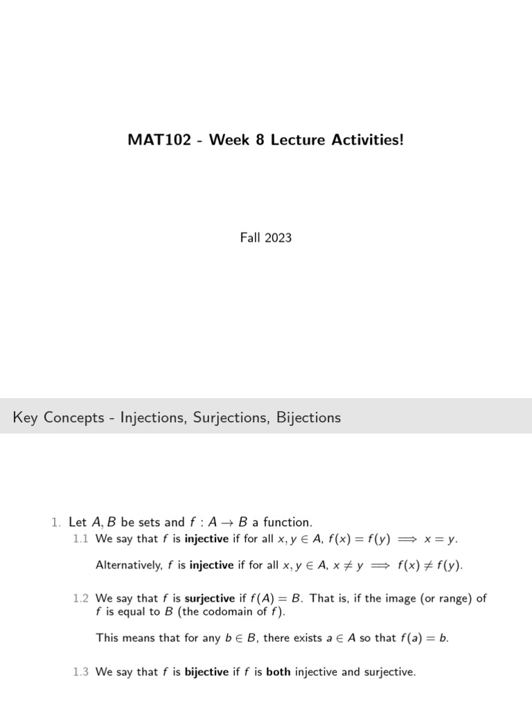 MAT102 Lecture Activities - Week-8 | PDF | Function (Mathematics ...