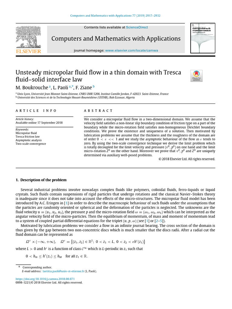 Unsteady Micropolar Fluid Flow Analysis | PDF | Fluid Dynamics ...