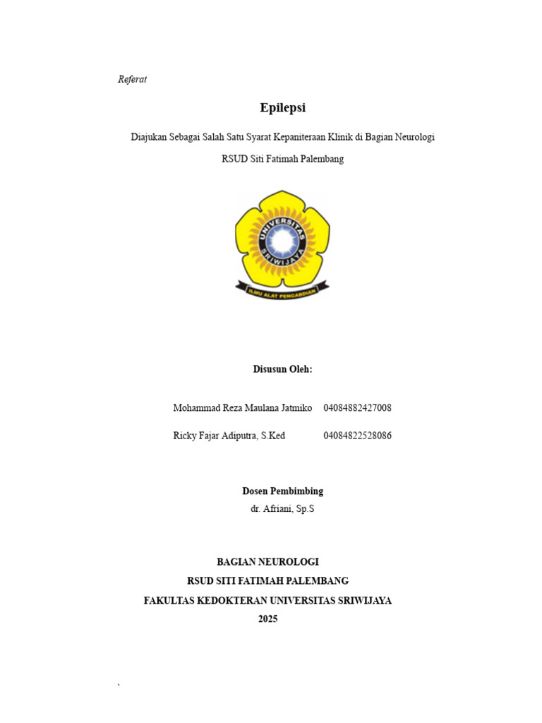 Referat Epilepsi Ricky Reza | PDF
