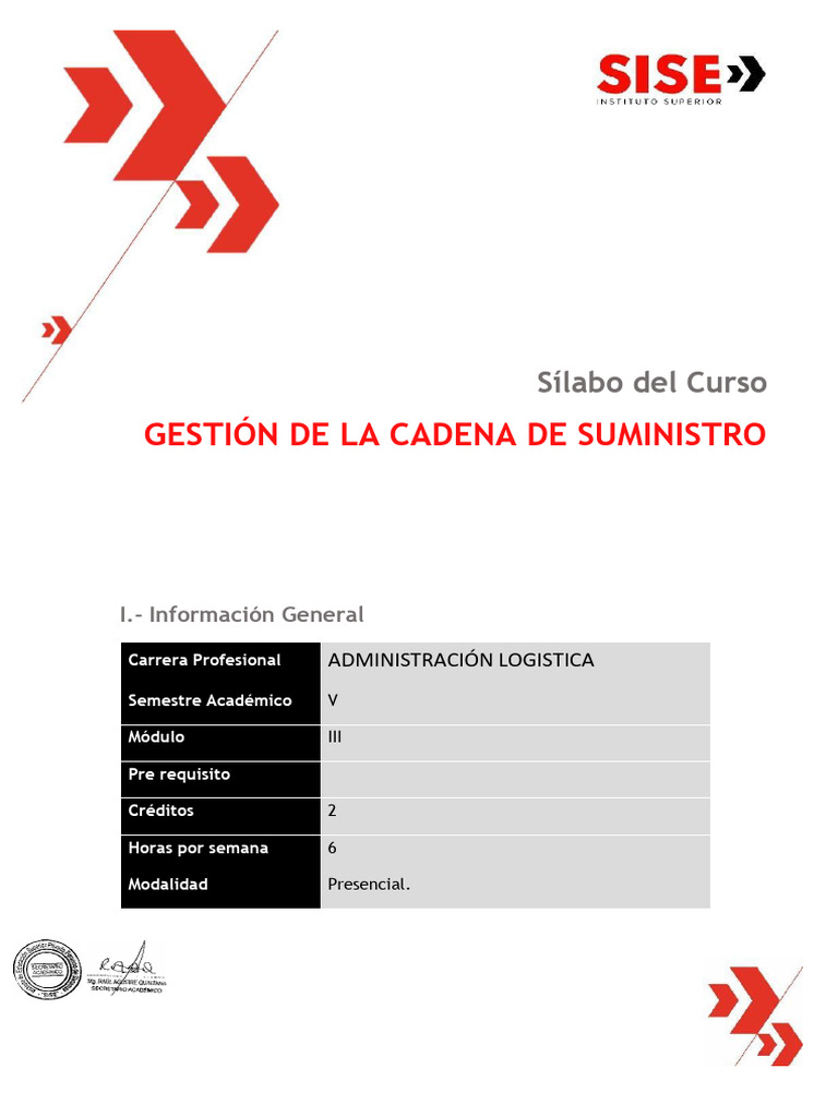 Sílabo de Gestión de la Cadena de Suministro | PDF | Evaluación | Logística