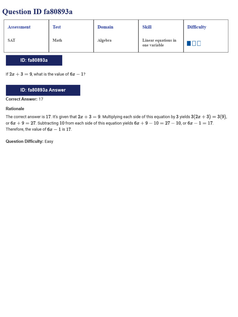 Linear Equations in One Variables - Results | PDF | Equations | Algebra