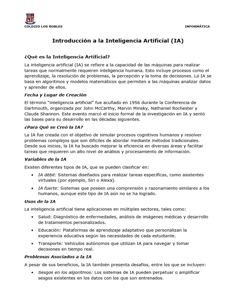 Introducción a la Inteligencia Artificial | PDF | Inteligencia ...