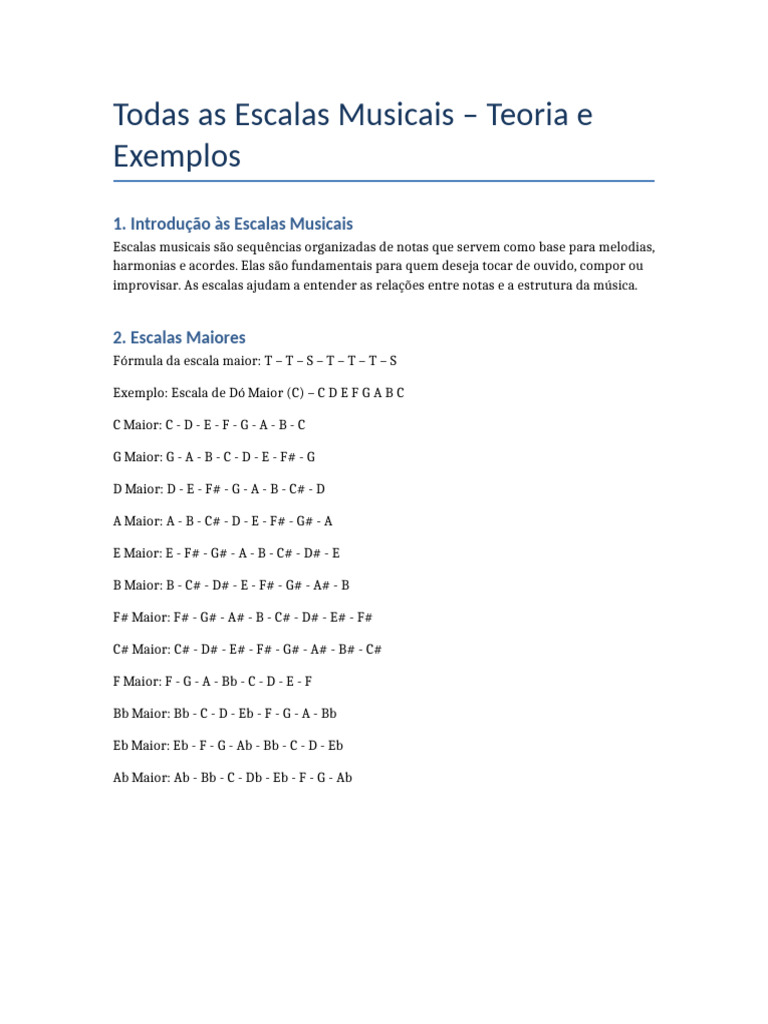 Todas as Escalas Musicais Explicadas | PDF