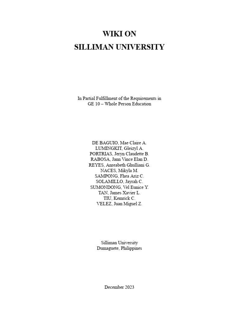 Silliman University: History and Mission | PDF | Bachelor's Degree