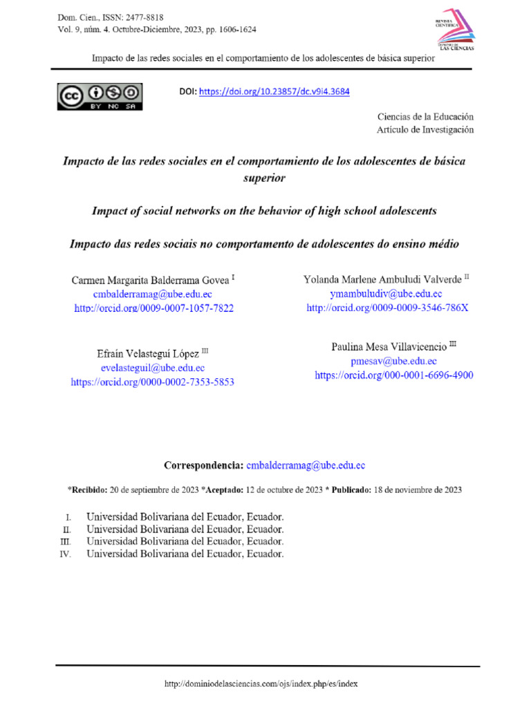 Impacto de Las Redes Sociales en El Comportamiento de Los Adolescentes ...