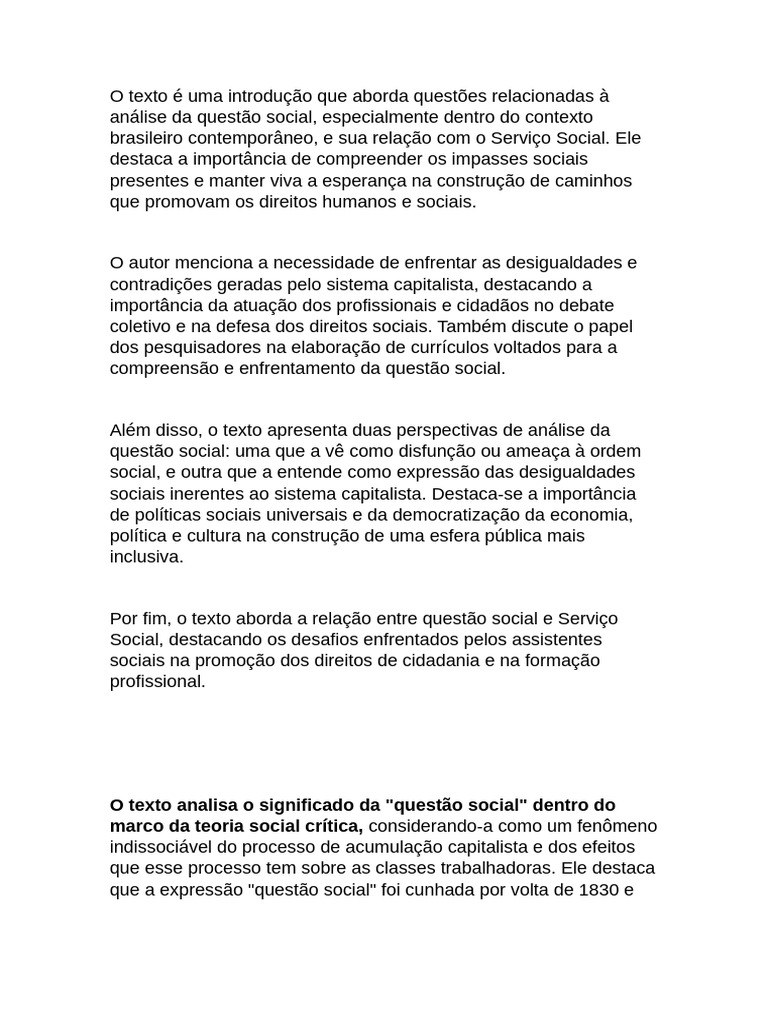 O Texto É Uma Introdução Que Aborda Questões Relacionadas À Análise Da ...