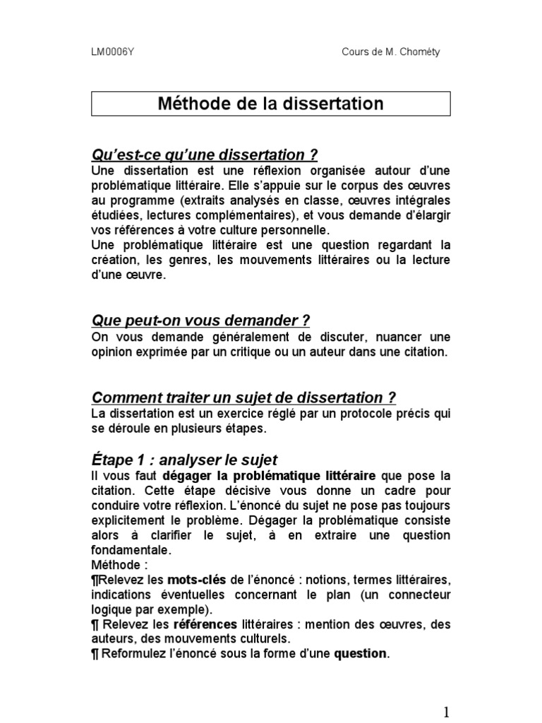 Chomety Lm06 Methode De La Dissertation Synthese Pdf Argumentation Clause
