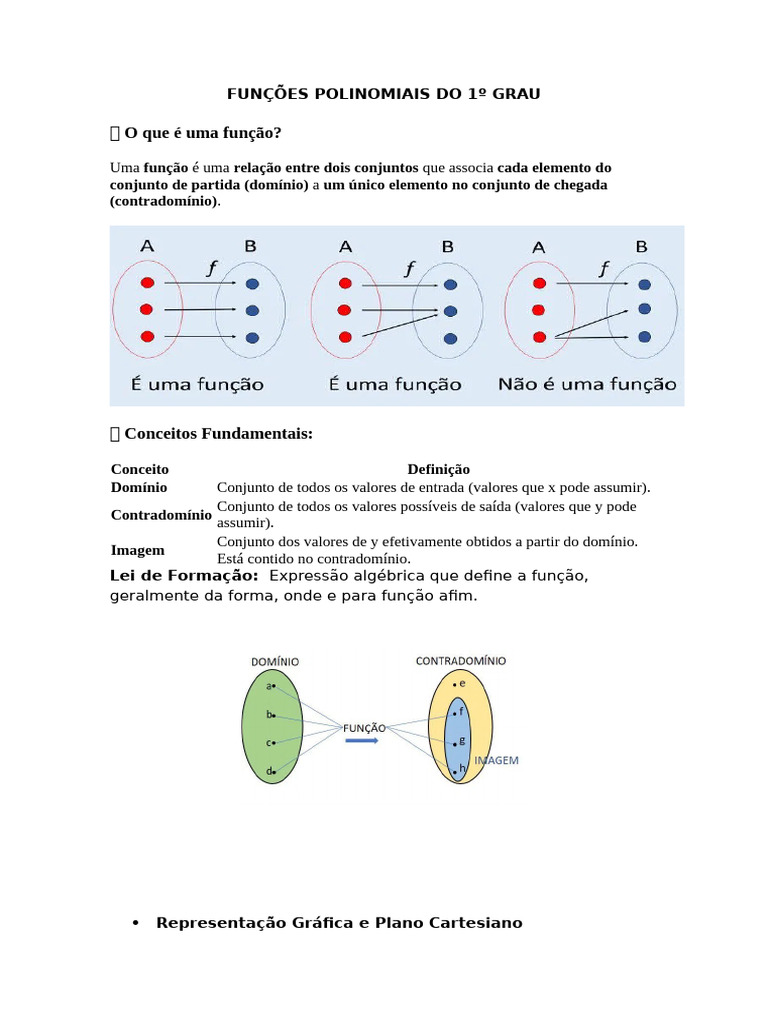 Funções Polinomiais do 1º Grau | PDF | Função (Matemática) | Conceitos ...